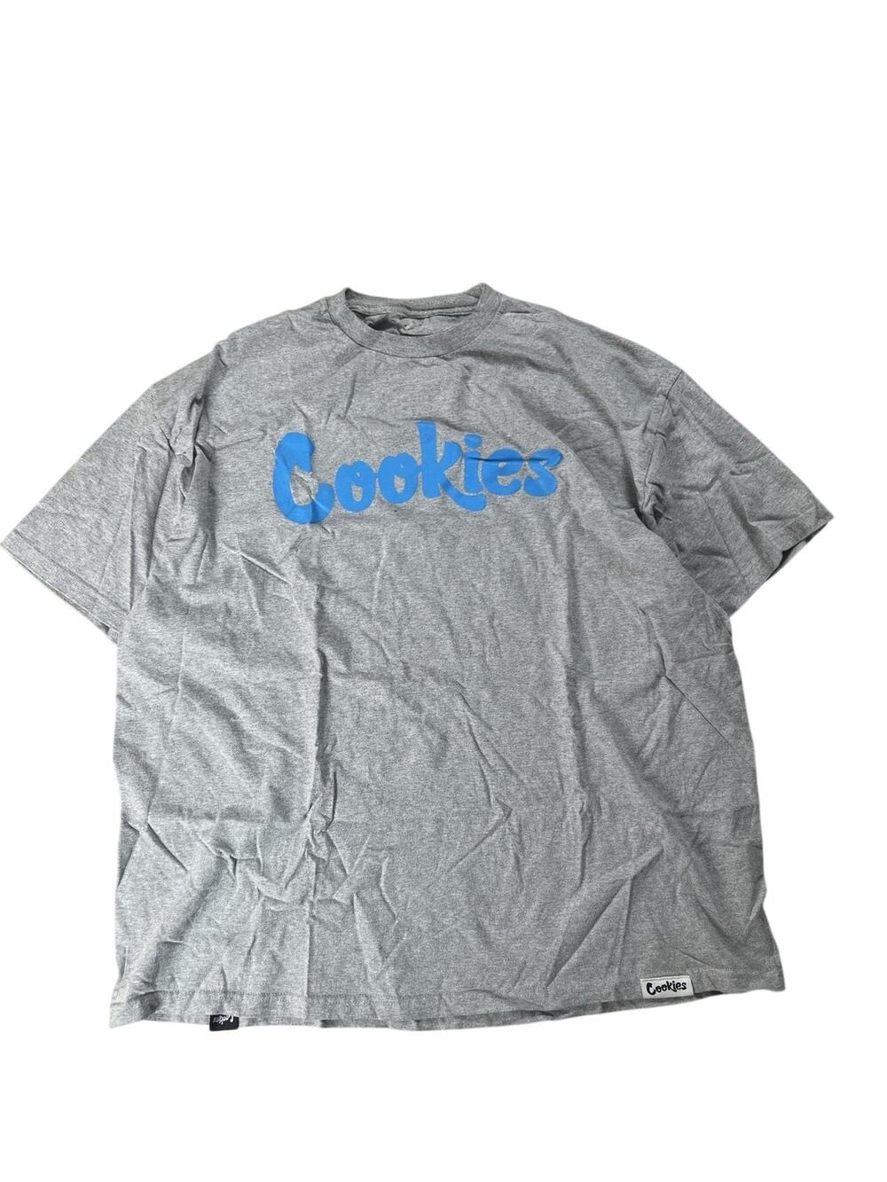 Cookies Shirt Mens L Gray Cotton Blend Crew Neck Graphic Print Front Logo